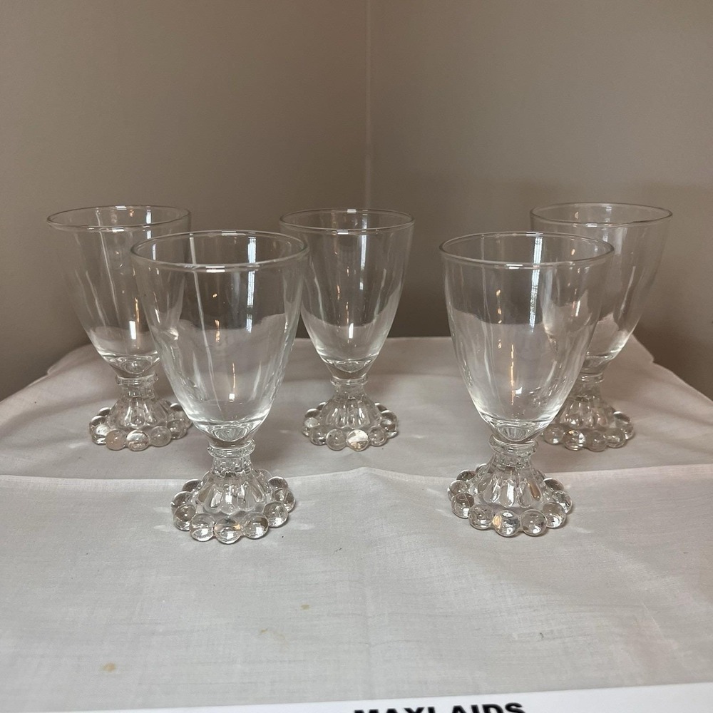 Vintage Anchor Hocking Berwick Boopie Bubble 4" Wine Glasses Goblets Set Of 5 - Picture 6 of 6